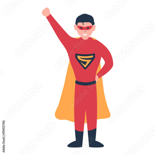 Male Superhero Illustration with Cartoon Style. Isolated Vector Character