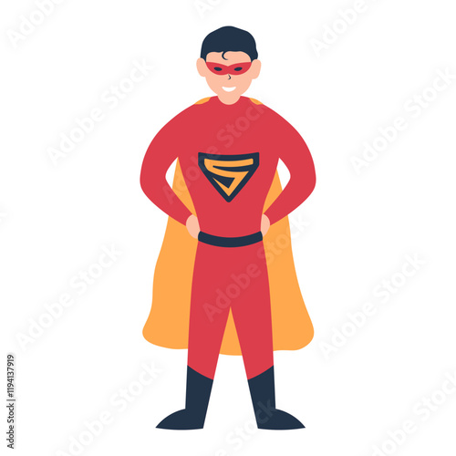 Male Superhero Illustration with Cartoon Style. Isolated Vector Character