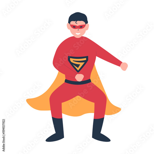 Male Superhero Illustration with Cartoon Style. Isolated Vector Character