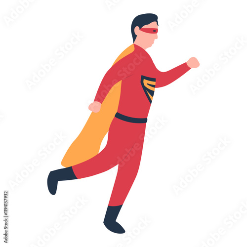 Male Superhero Illustration with Cartoon Style. Isolated Vector Character