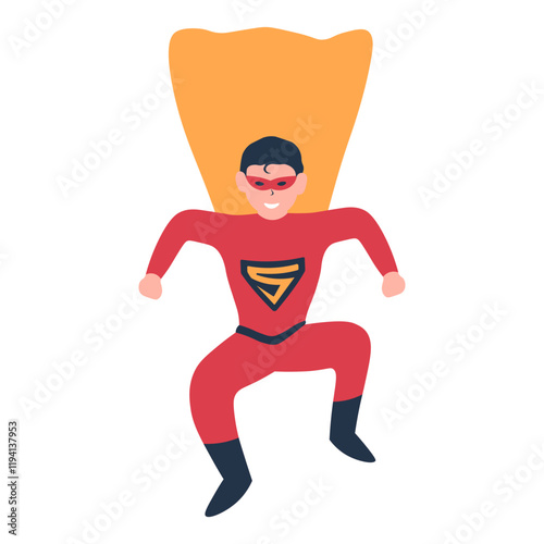 Male Superhero Illustration with Cartoon Style. Isolated Vector Character
