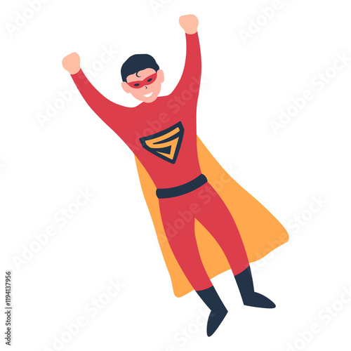 Male Superhero Illustration with Cartoon Style. Isolated Vector Character