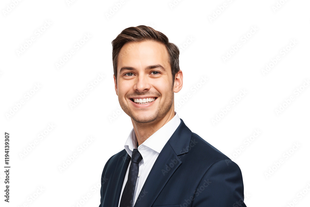 Handsome businessman in suit smiling, isolated on white background Handsome businessman in suit smiling, isolated on white background