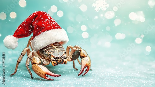 Scorpion in Santa Hat: Festive Arachnid photo