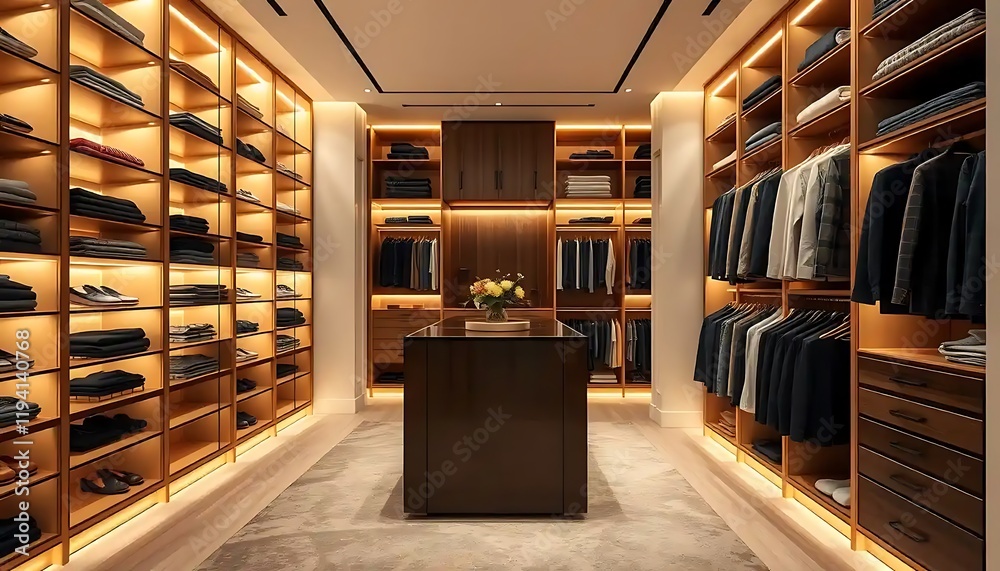 Luxurious Modern Walk In Closet Design With Warm Lighting Luxurious Modern Walk In Closet Design With Warm Lighting