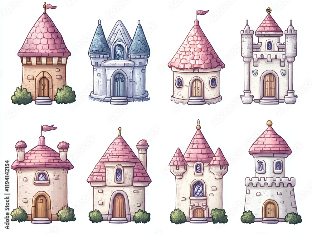 Fototapeta premium Charming Cartoon Castle Collection