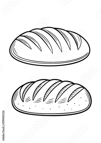 coloring page, simple black lineart illustration of a bread on white background. coloring page ready for print