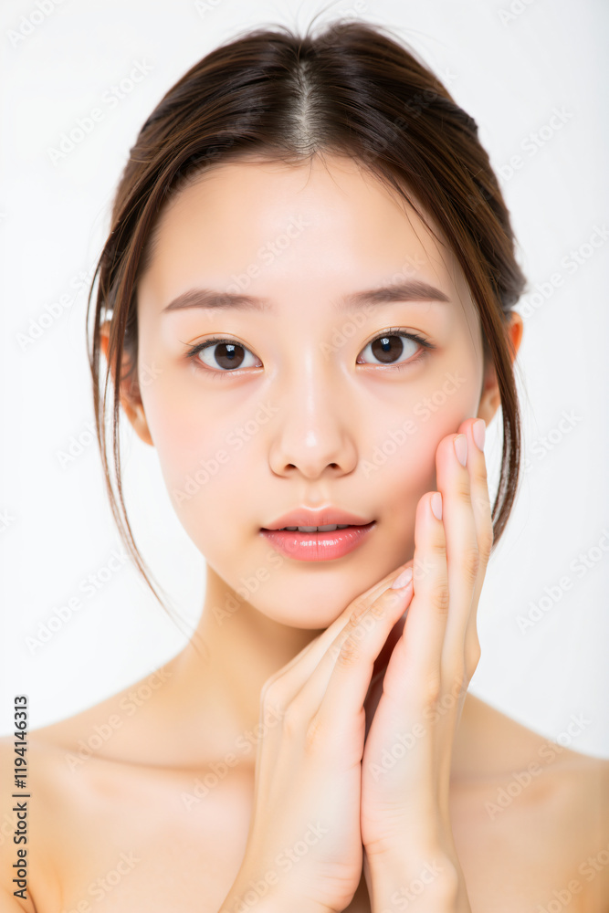 Portrait of natural glow beauty skin close up Portrait of natural glow beauty skin close up