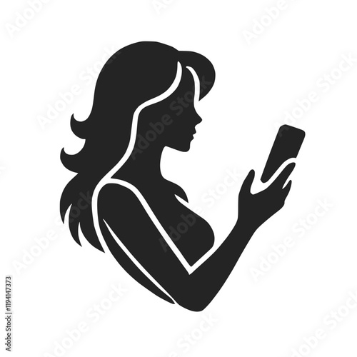 Silhouette einer Frau mit Smartphone – KI generiert