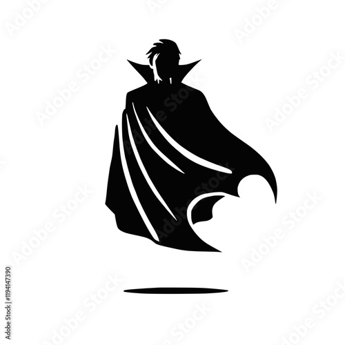 Silhouette eines Vampirs mit wehenden Umhang – KI generiert