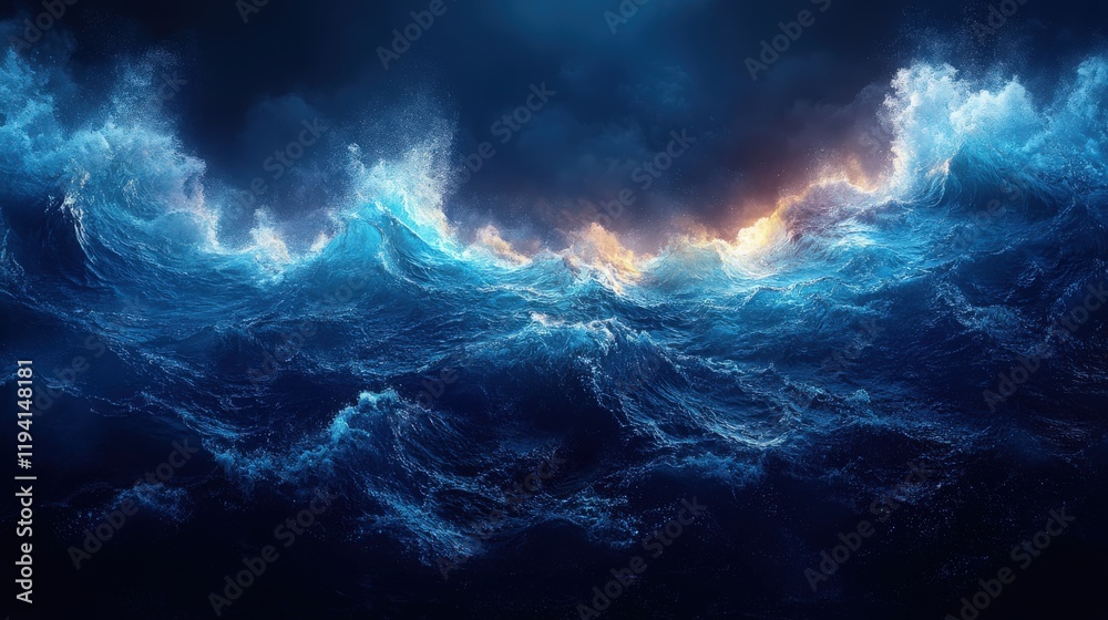 Dramatic Ocean Waves Under a Dark Sky at Dusk, Capturing the Essence of Nature's Power and Beauty, Perfect for Art and Design Projects That Need a Strong Visual Impact Dramatic Ocean Waves Under a Dark Sky at Dusk, Capturing the Essence of Nature's Power and Beauty, Perfect for Art and Design Projects That Need a Strong Visual Impact