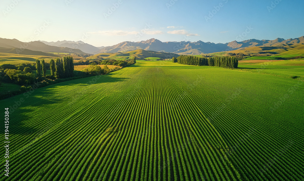 Fototapeta premium A sustainable agricultural landscape with drone technology