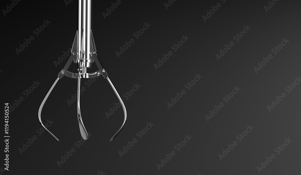 Doll clamp, trident, handle, 3D illustration Doll clamp, trident, handle, 3D illustration