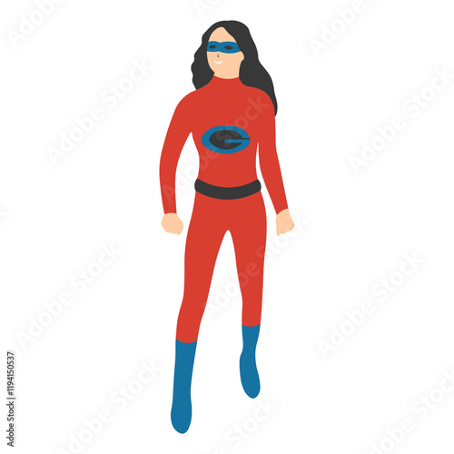Female Superhero Illustration on White Background. Flat Vector Character