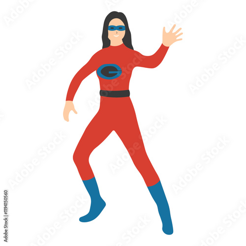 Female Superhero Illustration on White Background. Flat Vector Character