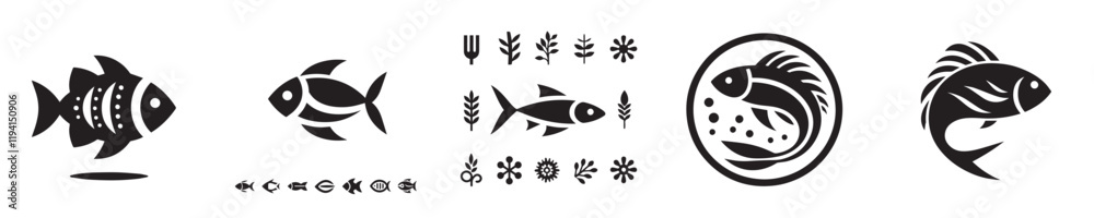 vector set of silhouette fish icons vector set of silhouette fish icons