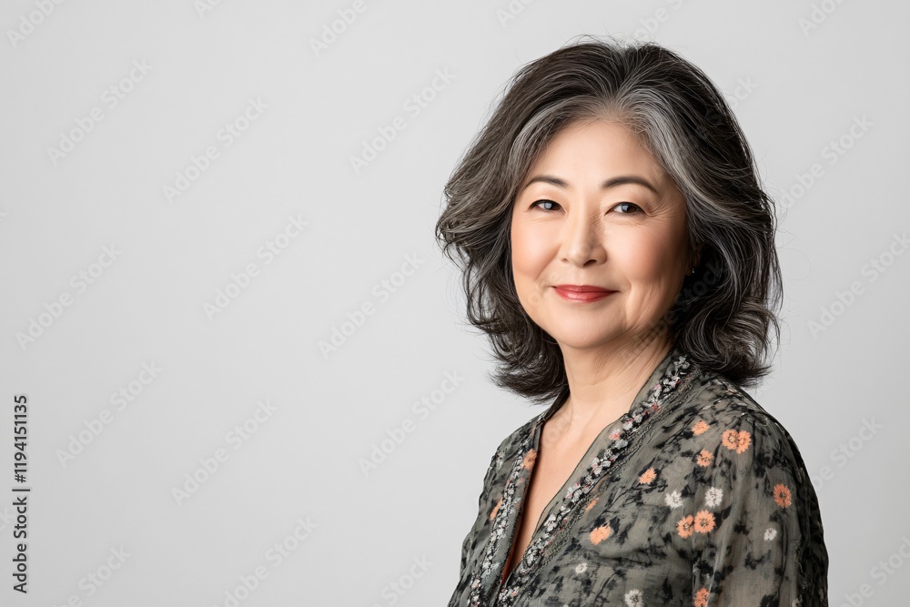 Portrait of a beautiful senior Asian woman, isolated on a white background Portrait of a beautiful senior Asian woman, isolated on a white background