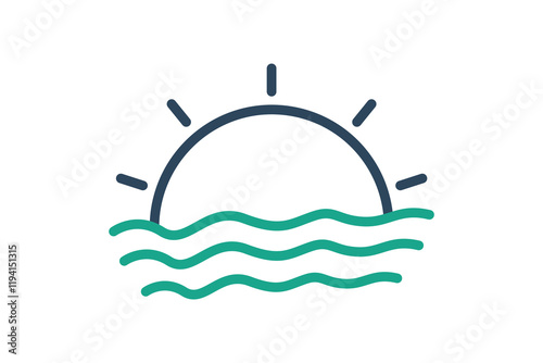 Sunset icon. line icon style. icon related to time and date. time elements vector illustration