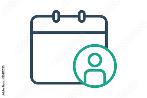 Appointment icon. line icon style. calendar with people. icon related to time and date. time elements vector illustration