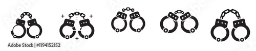 vector set of silhouette handcuff icons