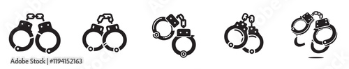 vector set of silhouette handcuff icons