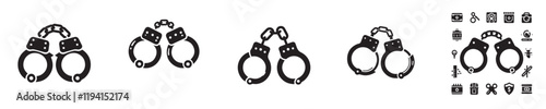 vector set of silhouette handcuff icons