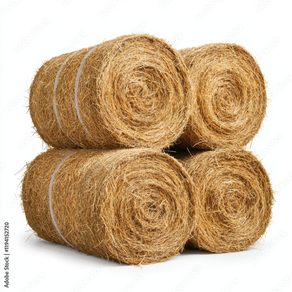 Bales of Straw Stacked Neatly in a Bright and Clean Background Bales of Straw Stacked Neatly in a Bright and Clean Background