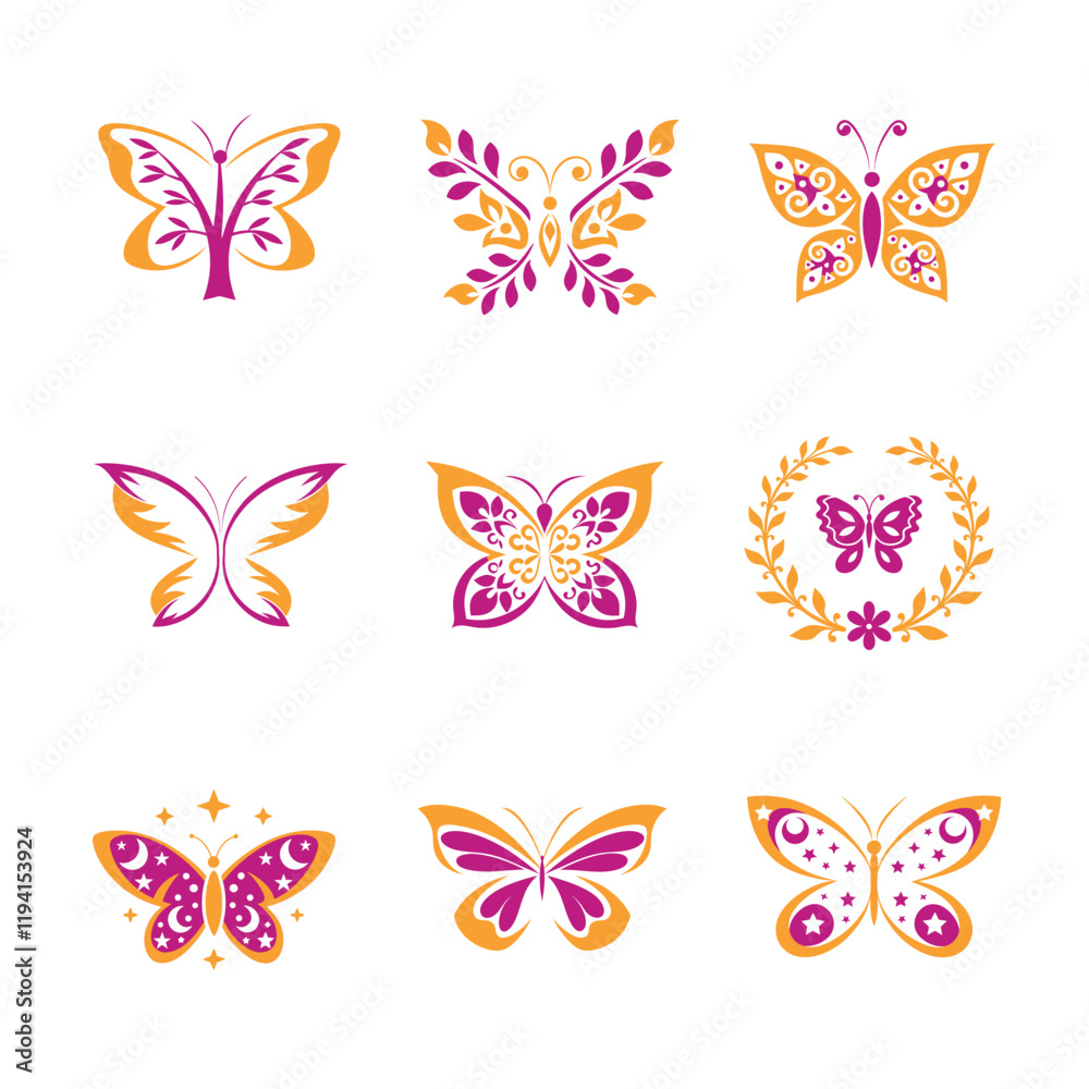 Obraz premium full editable butterfly logo illustration 