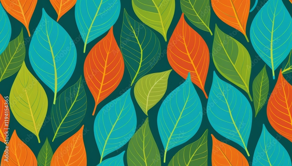 Vibrant autumn leaves seamless pattern, colorful foliage background ideal for textile prints and fall designs