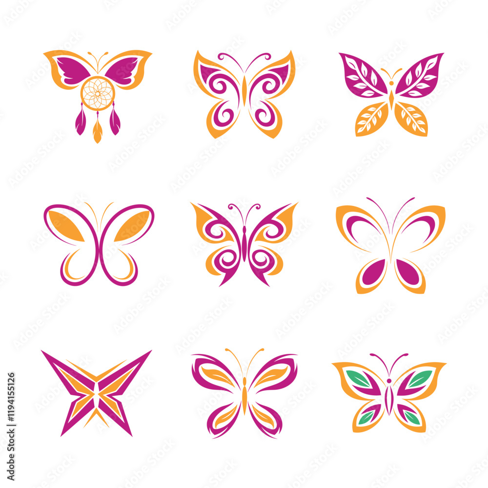 abstract butterfly logo design on white background abstract butterfly logo design on white background