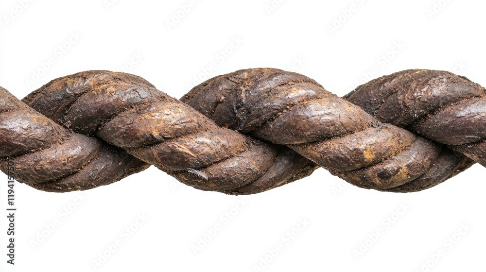 Close-up View of Twisted Brown Rope with Natural Texture and Detail Close-up View of Twisted Brown Rope with Natural Texture and Detail