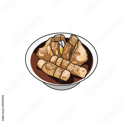 Pempek indonesia street food illustration cartoon