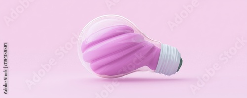 A whimsical light bulb design resembling soft serve ice cream, set against a pastel pink background.