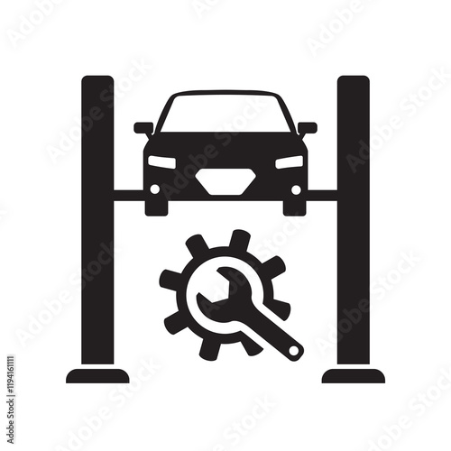 Car lift icon. Garage, car service and repair outline icon in flat style. Elements of auto repair. Signs and symbols can be used for web, print, logo, mobile app or UI.