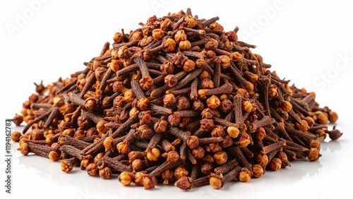 Wallpaper Mural Aromatic Dry Cloves Pile, Top View, Isolated on White Background - High-Resolution Panoramic Stock Photo Torontodigital.ca