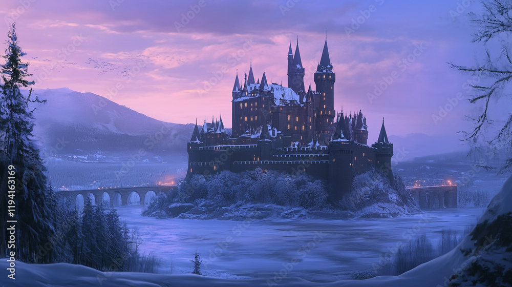 Naklejka premium Castle Hohenzollern in Summer at golden hour