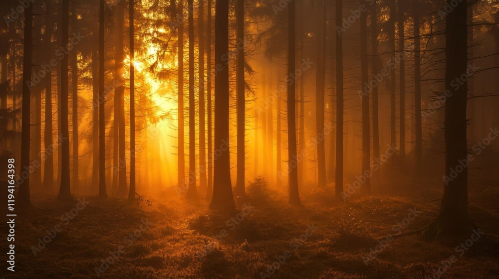 Naklejka premium Enchanting Mystical Fog Blanketing Black Forest Trees, Germany - Dramatic Moody Landscape