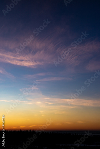 Dawn skies, pink clouds, delicate colors, bright sky