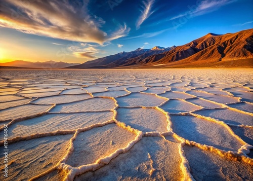 Badwater Basin, Death Valley National Park, California, USA - 2017:  Arid Landscape, Salt Flats,  Desert Exploration Photography