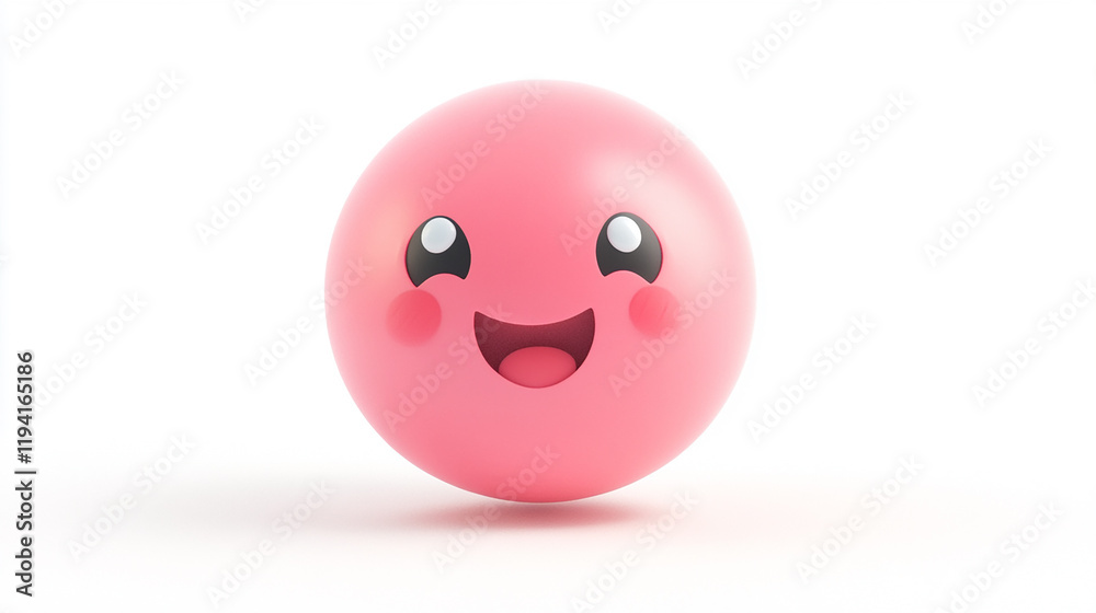 Fototapeta premium cute pink medicine ball character on white background