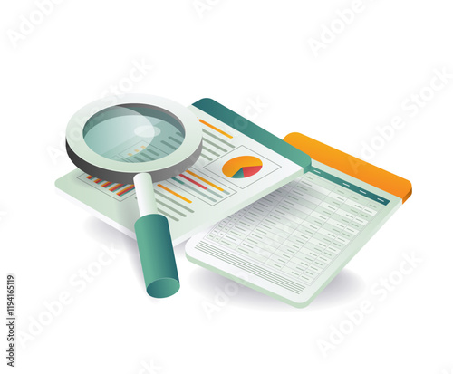 Business analysis report details data concept