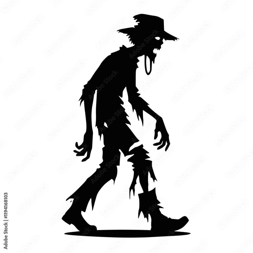Silhouette eines unheimlichen Zombies – KI generiert Silhouette eines unheimlichen Zombies – KI generiert