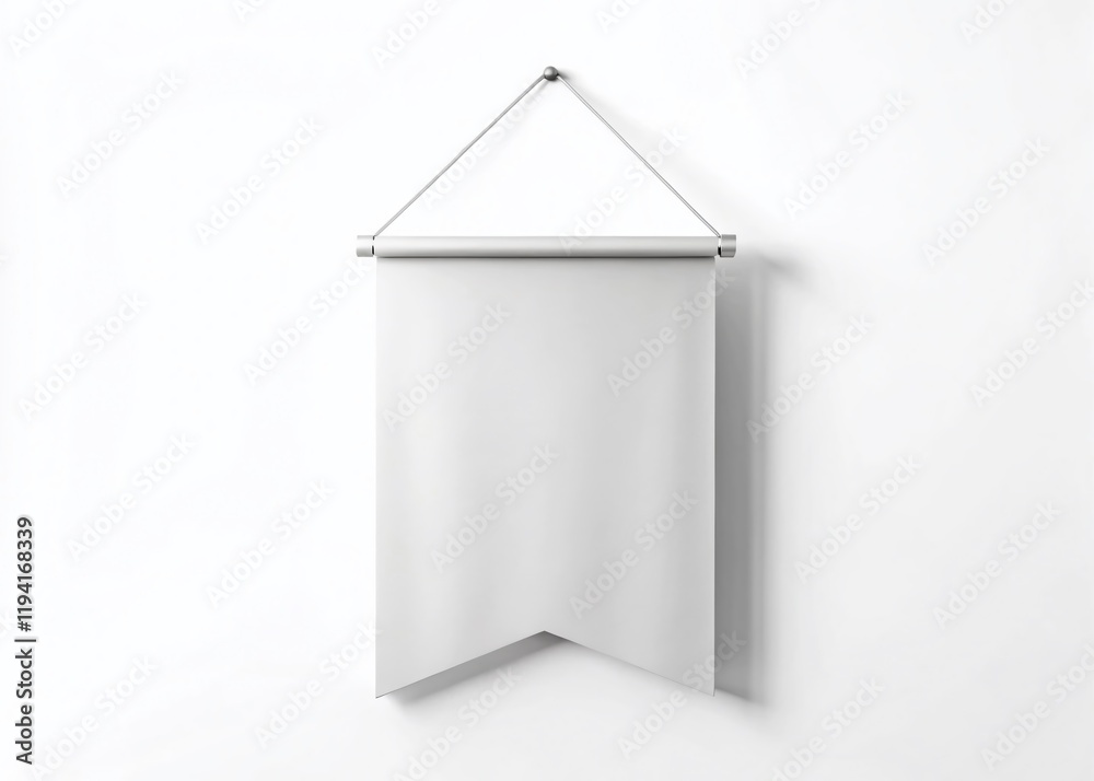 Blank White Rectangular Pennant Mockup: Isolated 3D Render, Hanging Flag Template, Empty Banner, Wall Decor Blank White Rectangular Pennant Mockup: Isolated 3D Render, Hanging Flag Template, Empty Banner, Wall Decor