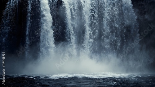 Wallpaper Mural Majestic Waterfall Cascading Into Mist Shrouded Pool Torontodigital.ca