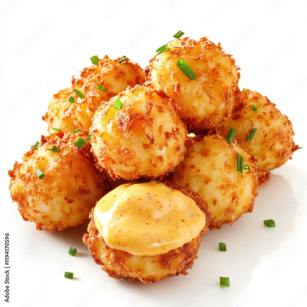 Fototapeta premium Bite-sized crispy fried balls of lobster
