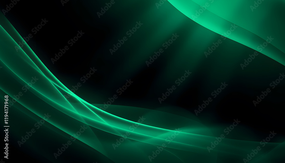 Fototapeta premium Futuristic Abstract Poster with Moody Volumetric Lighting and Emerald Gradient