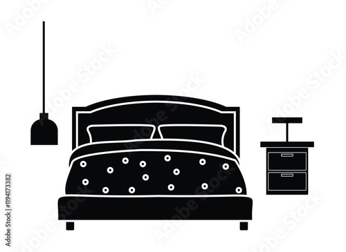 vector bed silhouette with white background.