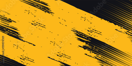 Dots pop art comics sport style vector illustration. Dots halftone yellow and black color pattern gradient grunge texture background.