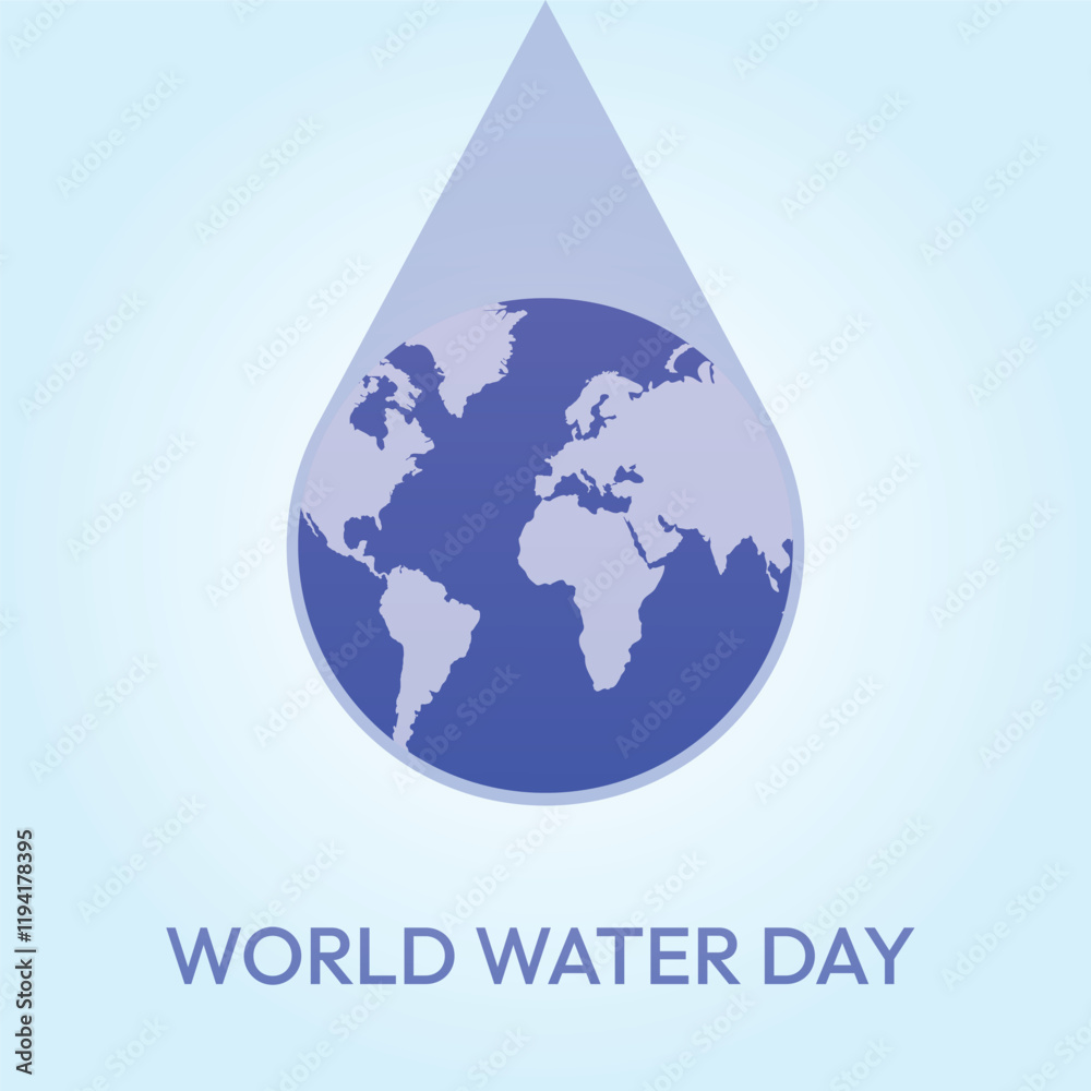 Obraz premium World water day illustration of water drop with world map.
