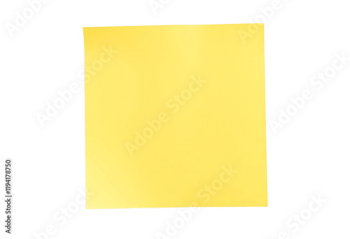 A Blank yellow sticky paper note isolated on transparent background 